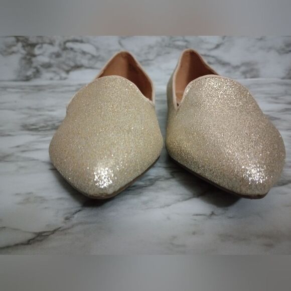 Report Gold Glitter Shimmer Pointed Toe Flats Size 8.5 - Picture 6 of 9